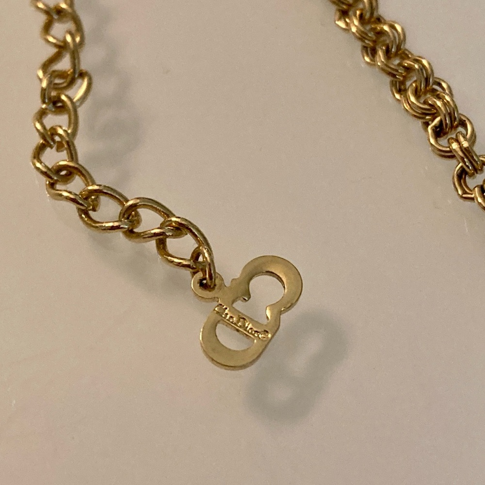 Authentic Dior Vintage Gold Chain Necklace with Crystal Accents Stamped - Picture 8 of 10